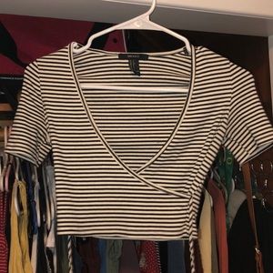 Black & White Striped Crop Top